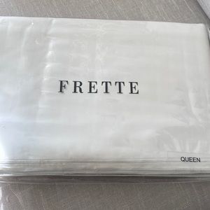 FRETTE BOURDON QUEEN DUVET COVER PERCALE WHITE/WHITE MADE IN ITALY
